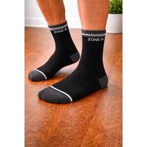 Zone In Men’s Athletic Crew Socks 5 Pack Cushioned Black Gray